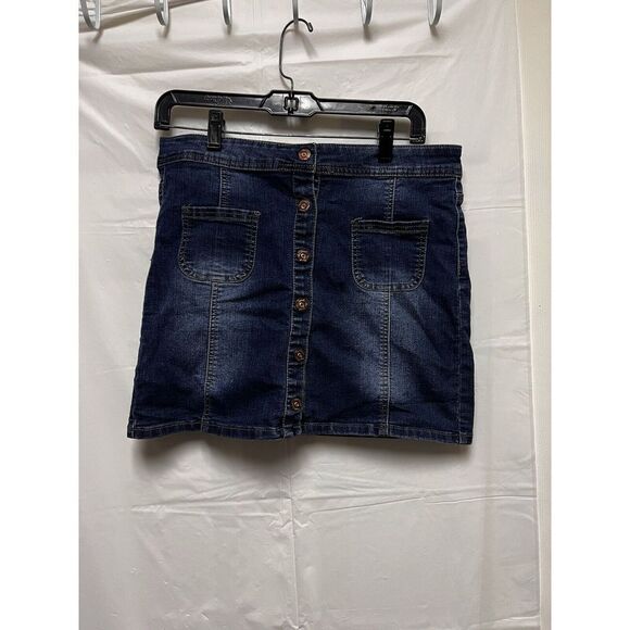 DHN) Red Camel Skirt Women's Size 11 30 Denim Jean Mini Juniors Blue - Picture 2 of 7